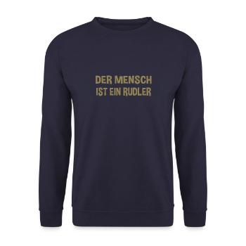 Der Mensch ist ein Rudeltier - Gemeinschaftsgeist - Unisex Pullover - Navy - Vorne - Alina (178cm) & Michal (187cm)