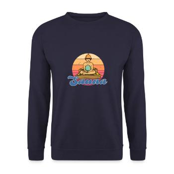 Sauna Sento Dampf Japan Spa Badehaus Tokio - Unisex Pullover - Navy - Vorne - Alina (178cm) & Michal (187cm)