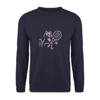 Silhouette minimaliste chat joueur de tennis - Sweat-shirt Unisexe - marine - Devant - Alina (178cm) & Michal (187cm)
