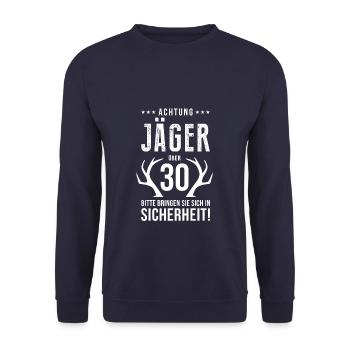 Jäger 30 Geburtstag Jagdsport jäger triathlon jagt - Unisex Pullover - Navy - Vorne - Alina (178cm) & Michal (187cm)