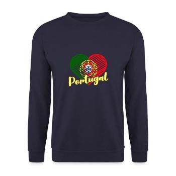Portugal Heimatliebe Lissabon Portugiese - Unisex Pullover - Navy - Vorne - Alina (178cm) & Michal (187cm)