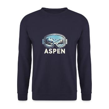 Aspen Wintersport Skifahren Snowboarden Skibrille - Unisex Pullover - Navy - Vorne - Alina (178cm) & Michal (187cm)