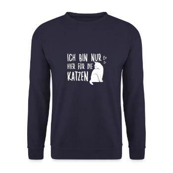 Tolles Katzen Damen shirt für Katzenbesitzerinnen - Unisex Pullover - Navy - Vorne - Alina (178cm) & Michal (187cm)