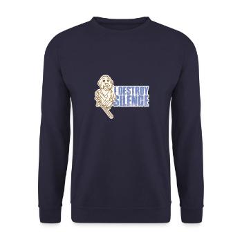 Hund Trompete Posaunist Musik Instrument - Unisex Pullover - Navy - Vorne - Alina (178cm) & Michal (187cm)