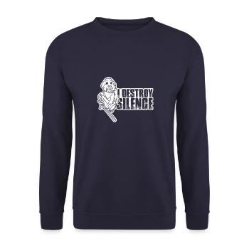Hund Trompete Posaunist Musik Instrument - Unisex Pullover - Navy - Vorne - Alina (178cm) & Michal (187cm)