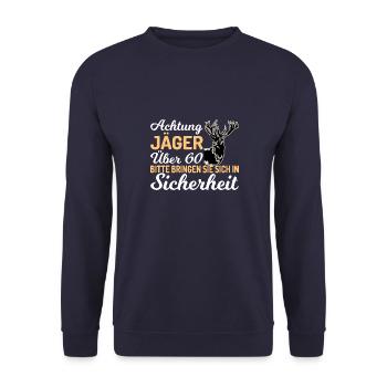 Jäger über 60 Wald Jagen Natur Hirsch - Unisex Pullover - Navy - Vorne - Alina (178cm) & Michal (187cm)