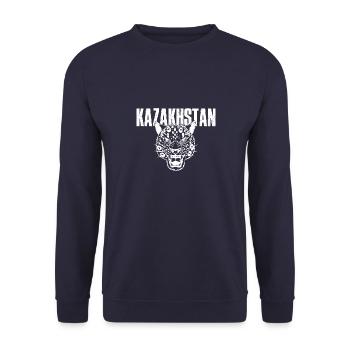 Kasachstan Scheeleopard Kasach Kasachisch - Unisex Pullover - Navy - Vorne - Alina (178cm) & Michal (187cm)