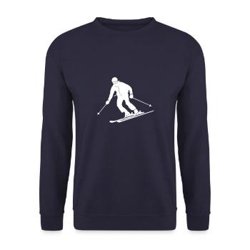 Ski Fahren Skiing Mann Symbol - Unisex Pullover - Navy - Vorne - Alina (178cm) & Michal (187cm)
