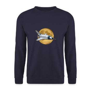 Buran Sowjetunion UdSSR Rakete Raumflugzeug - Unisex Pullover - Navy - Vorne - Alina (178cm) & Michal (187cm)