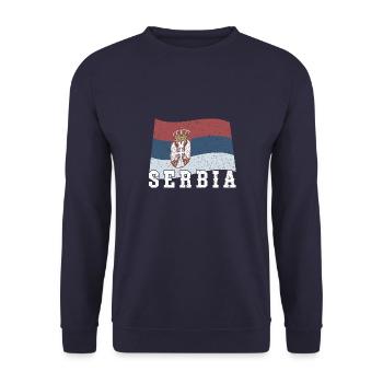 Serbien Herkunft Heimat Liebe Adler National Balka - Unisex Pullover - Navy - Vorne - Alina (178cm) & Michal (187cm)