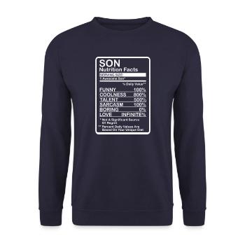 Son Nutritional Values - Unisex Sweatshirt - navy - Front - Alina (178cm) & Michal (187cm)