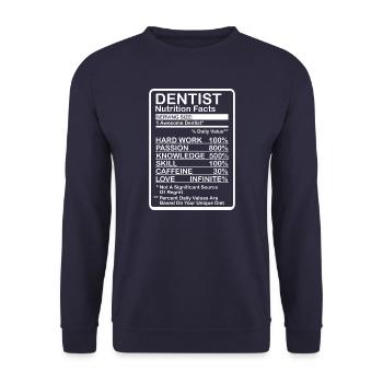 Dentist Nutritional Information - Unisex Sweatshirt - navy - Front - Alina (178cm) & Michal (187cm)