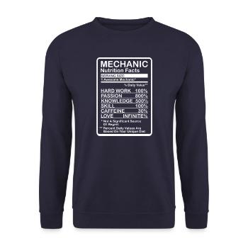 Mechanic Nutritional Information - Unisex Sweatshirt - navy - Front - Alina (178cm) & Michal (187cm)