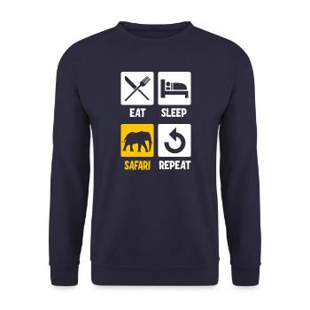 Eat Sleep Safari Repeat - Unisex Pullover - Navy - Vorne - Alina (178cm) & Michal (187cm)