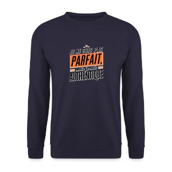 Je ne suis pas parfait, mais je suis authentique - Sweat-shirt Unisexe - marine - Devant - Alina (178cm) & Michal (187cm)