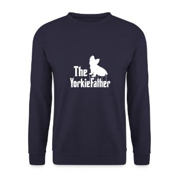 Yorkshire Terrier Hund Herren Motiv Yorkie Papa - Unisex Pullover - Navy - Vorne - Alina (178cm) & Michal (187cm)