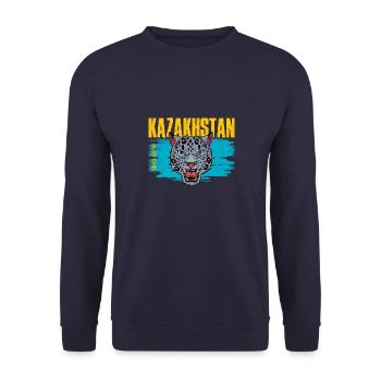 Kasachstan Scheeleopard Kasach Kasachisch - Unisex Pullover - Navy - Vorne - Alina (178cm) & Michal (187cm)