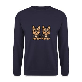 Yorkshire Terrier Chien Bande dessinée - Sweat-shirt Unisexe - marine - Devant - Alina (178cm) & Michal (187cm)
