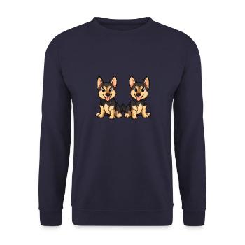 German Shepherd Hund Comic - Unisex Pullover - Navy - Vorne - Alina (178cm) & Michal (187cm)