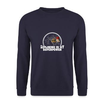 Zipline Spruch Geschenk Seilrutschen Berge - Unisex Pullover - Navy - Vorne - Alina (178cm) & Michal (187cm)