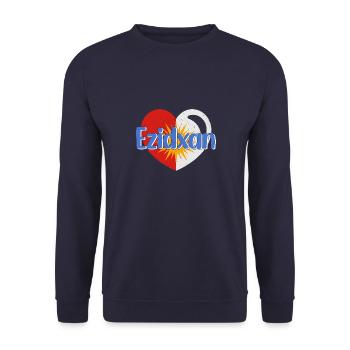 Jesiden Kurden Irak Herkunft Flagge Ezidchan - Unisex Pullover - Navy - Vorne - Alina (178cm) & Michal (187cm)