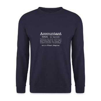 Funny Accountant Noun Definition - Unisex Sweatshirt - navy - Front - Alina (178cm) & Michal (187cm)
