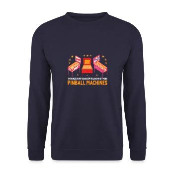 Vintage Pinball Machine Retro Arcade Spiel Liebhab - Unisex Pullover - Navy - Vorne - Alina (178cm) & Michal (187cm)