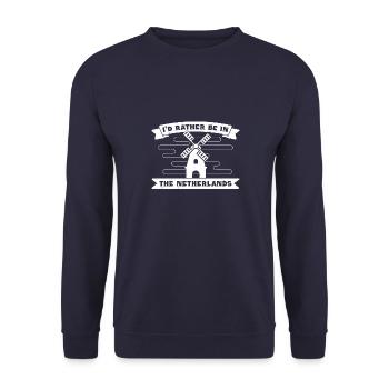 Niederlande Trafition Reise Holzschuh Flagge - Unisex Pullover - Navy - Vorne - Alina (178cm) & Michal (187cm)