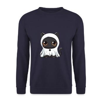 Panther Halloween Lustig Geist - Unisex Pullover - Navy - Vorne - Alina (178cm) & Michal (187cm)