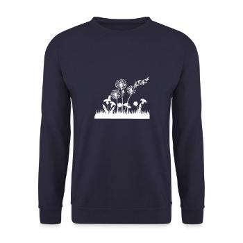 Schmetterlingdesign Pusteblumen Wiese Herzen - Unisex Pullover - Navy - Vorne - Alina (178cm) & Michal (187cm)