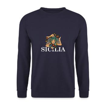 Sizilien Herkunft Insel Italien Region Trinacria - Unisex Pullover - Navy - Vorne - Alina (178cm) & Michal (187cm)