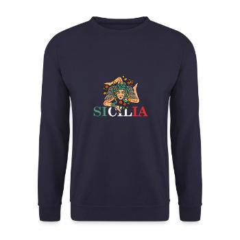 Sizilien Herkunft Insel Italien Region Trinacria - Unisex Pullover - Navy - Vorne - Alina (178cm) & Michal (187cm)
