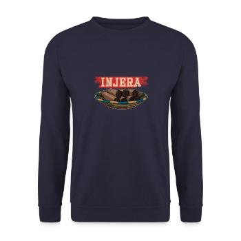 Injera eritrische Küche Essen Brot Backen - Unisex Pullover - Navy - Vorne - Alina (178cm) & Michal (187cm)