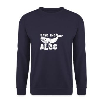 Ale rettet Wale Bier lustige Sprüche Geschenkidee - Unisex Pullover - Navy - Vorne - Alina (178cm) & Michal (187cm)