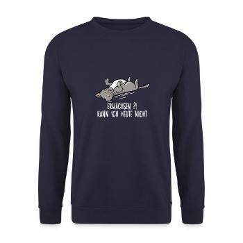 Verspieltes Katzen Motiv für Faulenzer Lazy Katzen - Unisex Pullover - Navy - Vorne - Alina (178cm) & Michal (187cm)