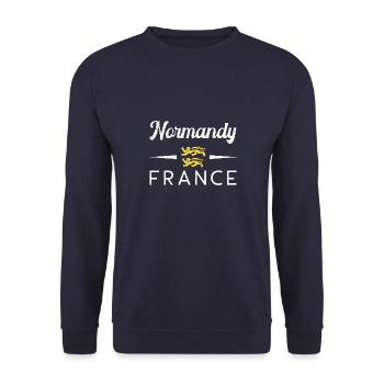 Normandie Normannisch Frankreich Urlaub Strand - Unisex Pullover - Navy - Vorne - Alina (178cm) & Michal (187cm)