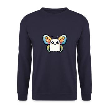 Schmetterling Halloween Lustig Geist - Unisex Pullover - Navy - Vorne - Alina (178cm) & Michal (187cm)