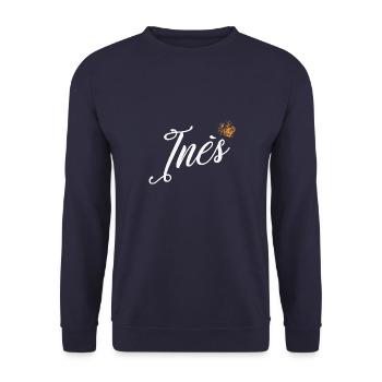 Ines Custom Name for Women Kids Toddlers - Ines - Unisex Sweatshirt - navy - Front - Alina (178cm) & Michal (187cm)