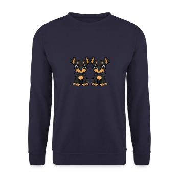 Doberman Dog Comic - Unisex Sweatshirt - navy - Front - Alina (178cm) & Michal (187cm)