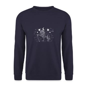 Iran Kultur Geschichte Persien Löwe Sonne - Unisex Pullover - Navy - Vorne - Alina (178cm) & Michal (187cm)