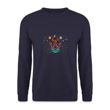 Talisman Hamsa Eye Fluchschutz Yoga Hindu - Unisex Pullover - Navy - Vorne - Alina (178cm) & Michal (187cm)