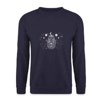 Talisman Hamsa Eye Fluchschutz Yoga Hindu - Unisex Pullover - Navy - Vorne - Alina (178cm) & Michal (187cm)