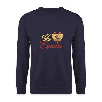 Spanien Spanische Sprache Erbe Madrid Flagge - Unisex Pullover - Navy - Vorne - Alina (178cm) & Michal (187cm)