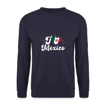 Mexiko Mexikaner Urlaub Nationalfarben Reise - Unisex Pullover - Navy - Vorne - Alina (178cm) & Michal (187cm)