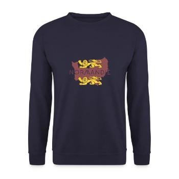 Normandie Region Frankreich Flagge Strand Karte - Unisex Pullover - Navy - Vorne - Alina (178cm) & Michal (187cm)
