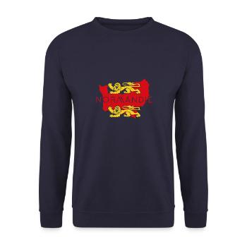 Normandie Region Frankreich Flagge Strand Karte - Unisex Pullover - Navy - Vorne - Alina (178cm) & Michal (187cm)
