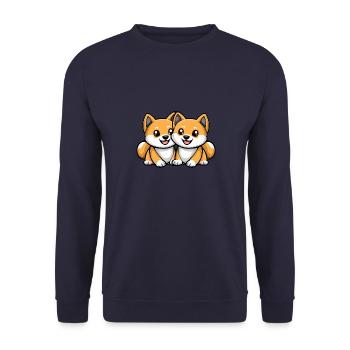 Bande dessinée Akita Inu Dog - Sweat-shirt Unisexe - marine - Devant - Alina (178cm) & Michal (187cm)