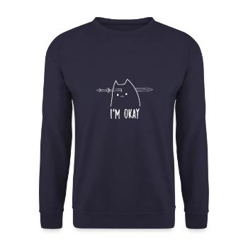 Tolles Katzen Damen shirt für Katzenbesitzerinnen - Unisex Pullover - Navy - Vorne - Alina (178cm) & Michal (187cm)