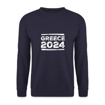 Greece 2024 Spruch - Unisex Pullover - Navy - Vorne - Alina (178cm) & Michal (187cm)