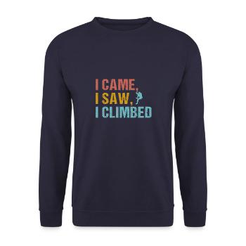 Kletterer Klettern Bergsteigen Berge - Unisex Pullover - Navy - Vorne - Alina (178cm) & Michal (187cm)